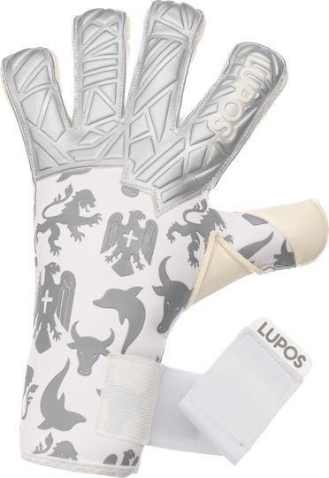 Lupos Helix One Pro Mănuși de Portar — Latex German Contact — Croială Hibridă — alb/argintiu