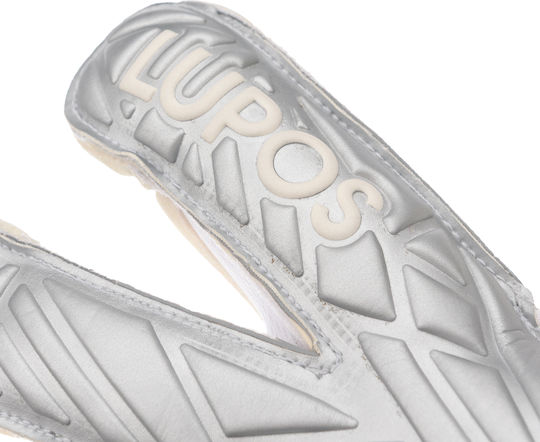 Lupos Helix One Pro Mănuși de Portar — Latex German Contact — Croială Hibridă — alb/argintiu