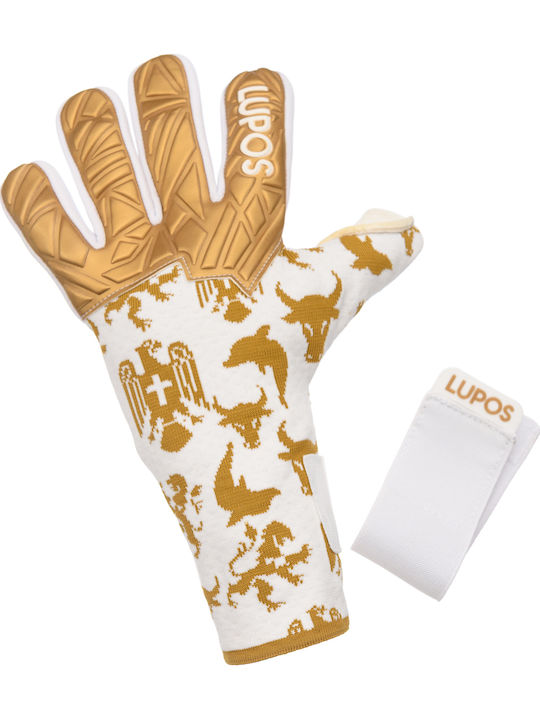 Lupos Nx Pro Goalkeeper Gloves — German Latex Contact — Hybrid Cut —white/gold