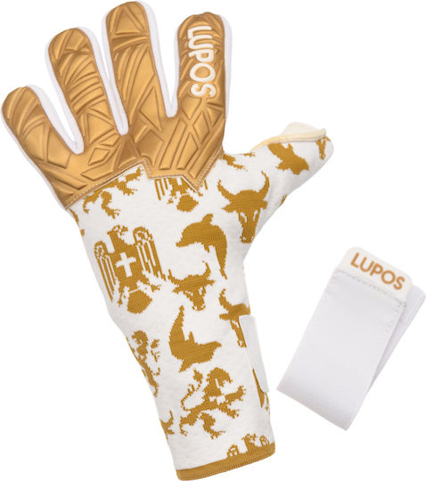 Lupos Nx Pro Mănuși De Portar — Latex German Contact — Croială Hibridă — alb/auriu