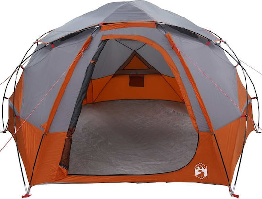 vidaXL Summer Camping Tent Orange for 4 People 355x306x176cm Grey and Orange