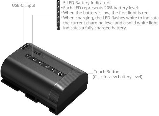Smallrig 5298 Μπαταρία Canon Lp-e6p 2600mah Usb-c