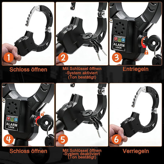 Lac Antifurt Bicicletă Scuter Electric Alarmă 110 Db Lanț Oțel de Calitate 8 Mm Lungime 90 Cm Protecție Anti-tăiere Husă de Transport Cheie Sistem de Securitate Negru
