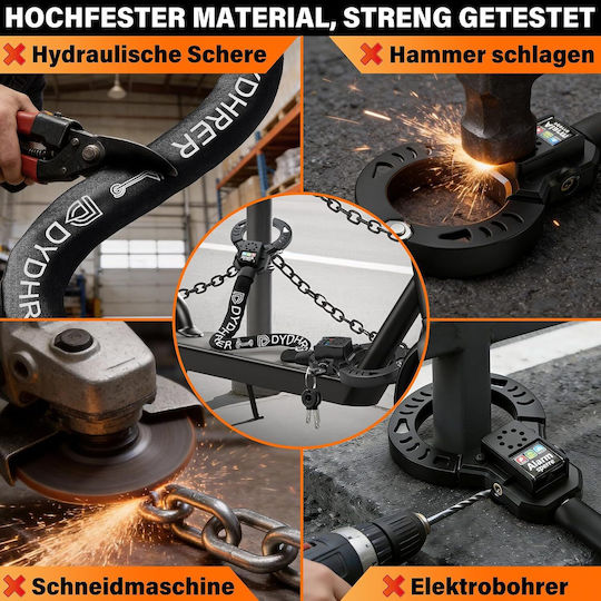 Lac Antifurt Bicicletă Scuter Electric Alarmă 110 Db Lanț Oțel de Calitate 8 Mm Lungime 90 Cm Protecție Anti-tăiere Husă de Transport Cheie Sistem de Securitate Negru