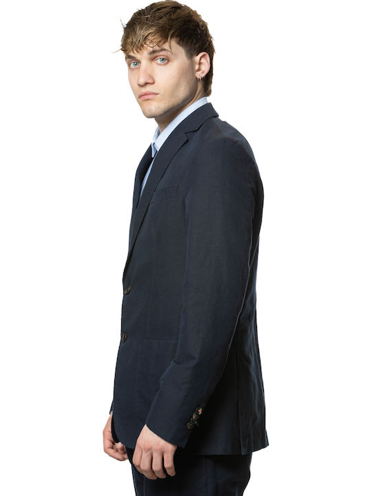 Summer Men’s Suit Jacket with Regular Fit Blue