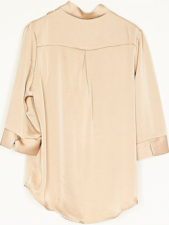 Women's Satin Beige Blouse