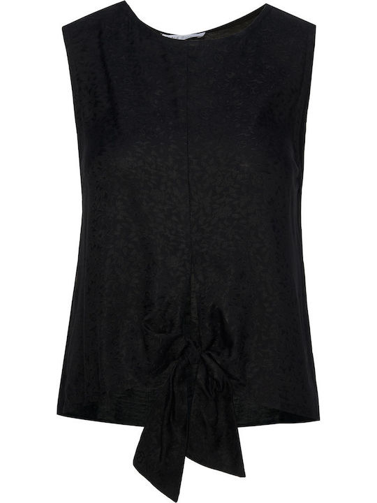 Damen Bluse Ärmellos Schwarz