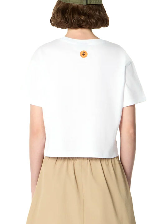 Γυναικείο Crop T-shirt Λευκο- Μαυρο