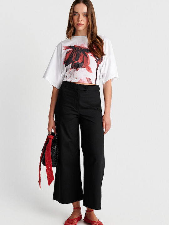 Women's Fabric Capri Trousers Black