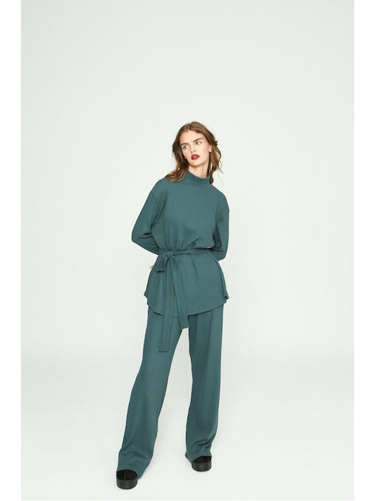 Women's Petrol Blue Set with Trousers