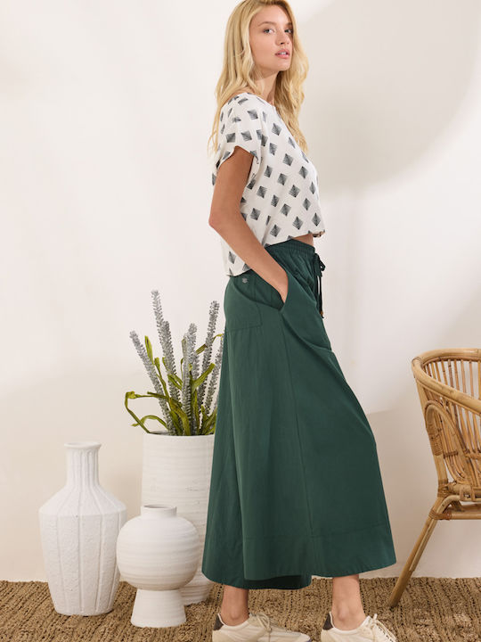 Damen Zip-Culottes mit Gummiband in Lose Passform Grün