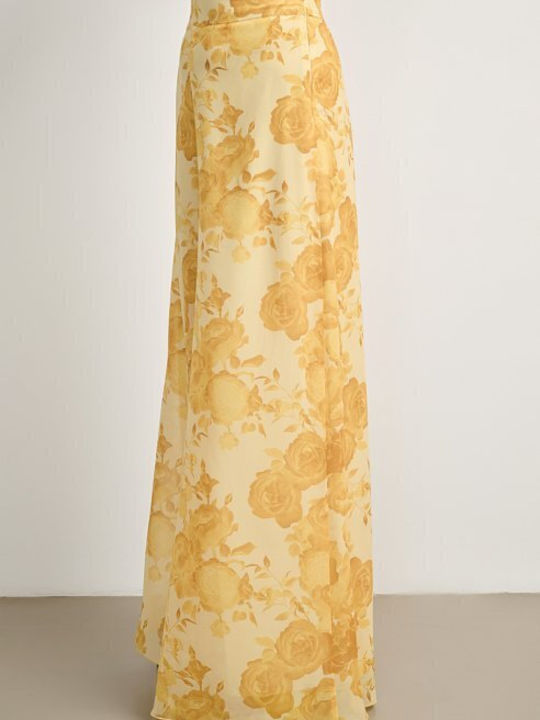 Women's Yellow Set with Trousers with Elastic Floral