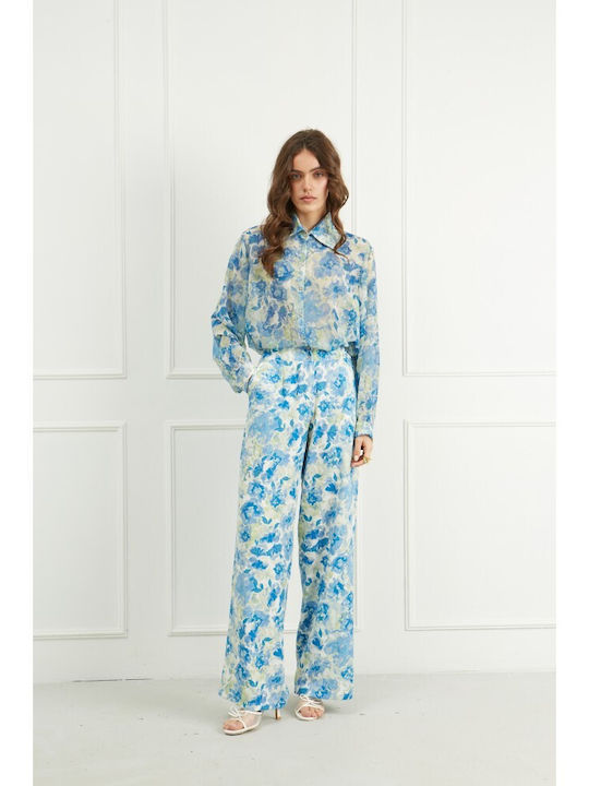 Γυναικεία Παντελόνα Floral Μπλε Floral