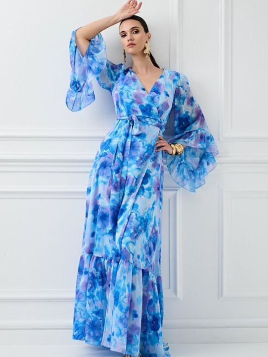 Summer Maxi Dress for Wedding Christening Blue