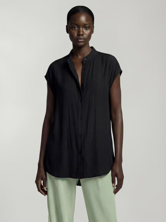 Sleeveless Women's Shirt Black Monochrome 57-02-017A-1