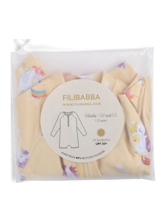 Filibabba Kids One-Piece Swimwear With Long Sleeve Yellow