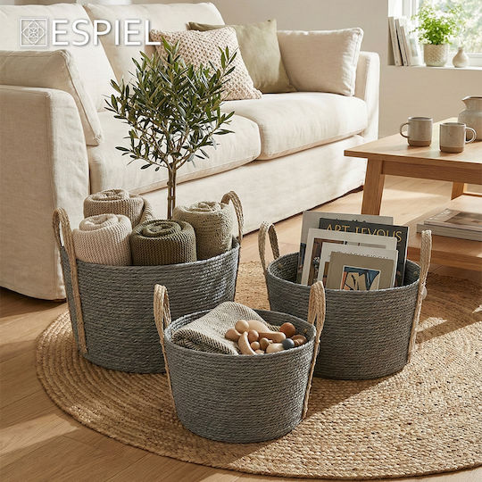 Espiel Basket Synth Rattan Round Set of 3 Gray 35x20 30x17 25x14cm Code Fex206 Espiel Basket Synth Rattan Round Set of 3 Gray 35x20 30x17 25x14cm Code Fex206