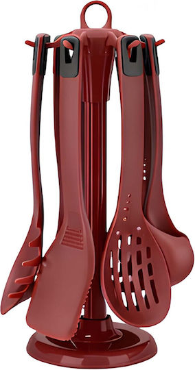 Cheffinger Set 6 Heat-resistant Silicone Kitchen Utensils Stand Bordeaux