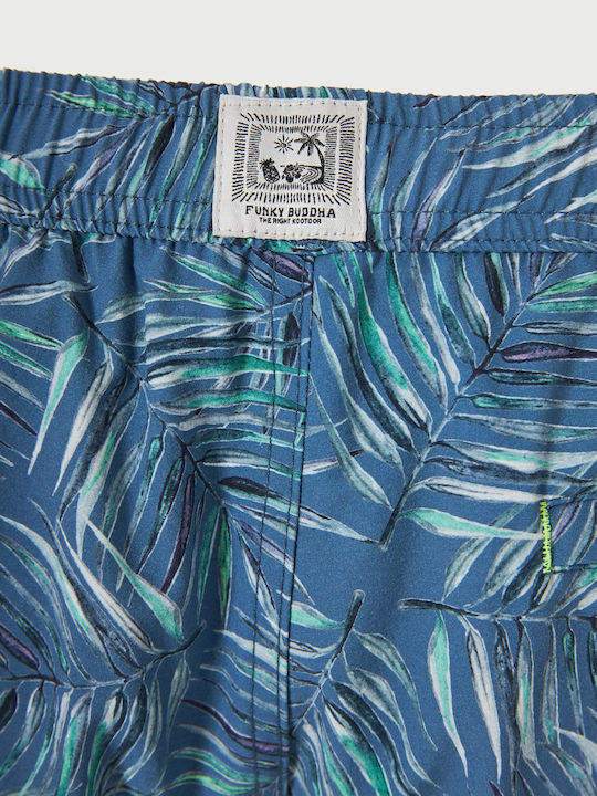 Men's Swimwear Shorts Blue with Patterns FBM013-010-16-Indigo