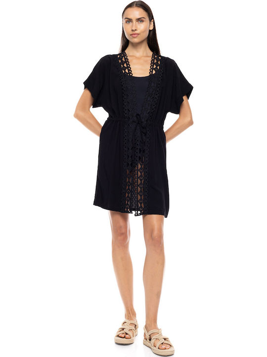 Pink Label Damenkaftan Für Strand Schwarz