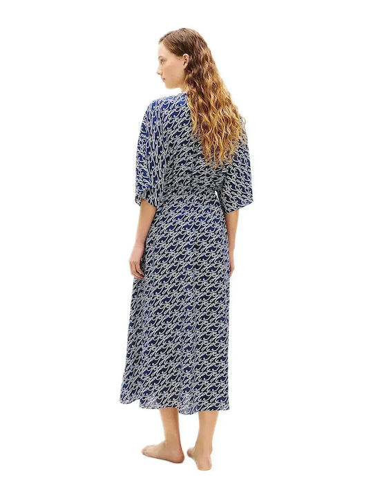 Tommy Hilfiger Caftan De Plajă Lung Pentru Femei Albastru Închis