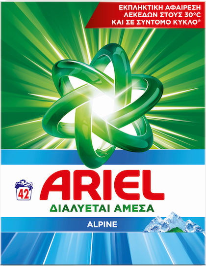 Ariel Alpine Απορρυπαντικό σε Σκόνη για Λευκά & Χρωματιστά Ρούχα (42 Μεζούρες)