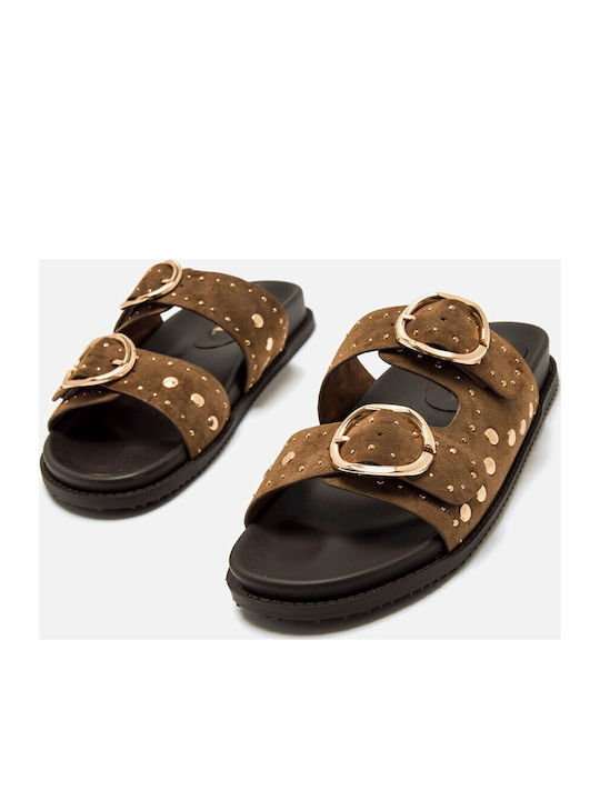 Flache Damen Anatomisch Braune Sandalen