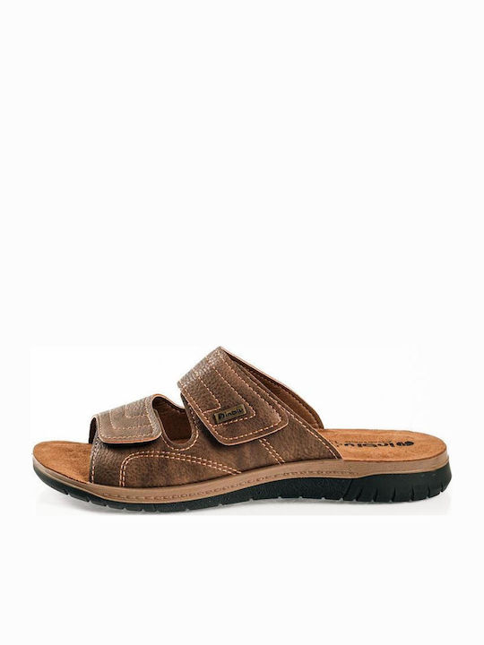 Leather Men's Sandals In Brown Color