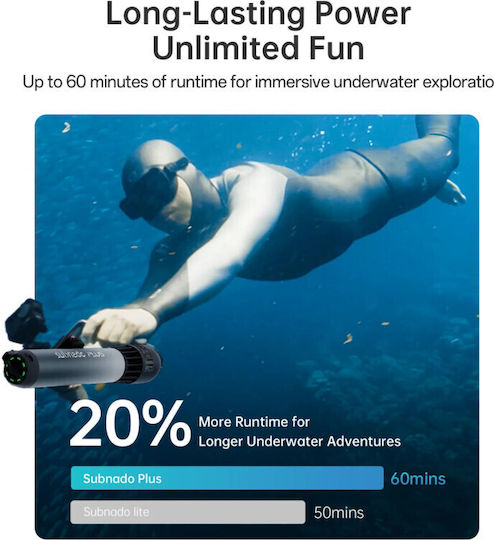 Waydoo Subnado Plus Underwater Scooter With Maximum Speed 6.1km/h Battery Autonomy 60min And Weight 1.8kg