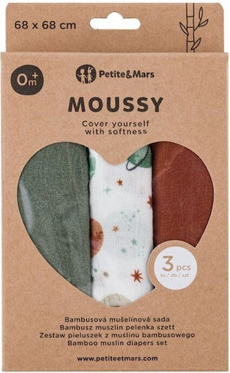 Petite & Mars Musselin Baby-Soßtuch Beiges 68x68cm 3 Stück