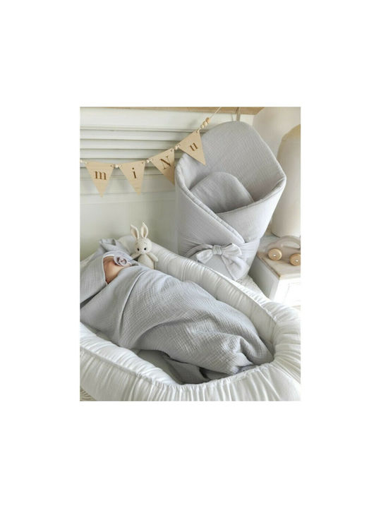 Qmini Pătură Pepinieră Swaddling 100% Bumbac Gri 75x75 cm