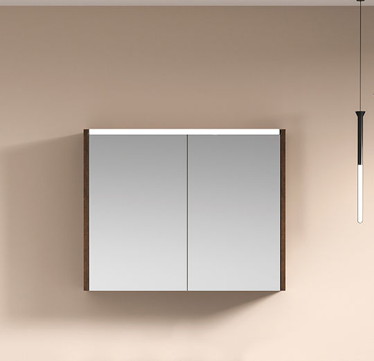Martin 3MELE080BR Огледало LED от шперплат 76x66 см кафяво