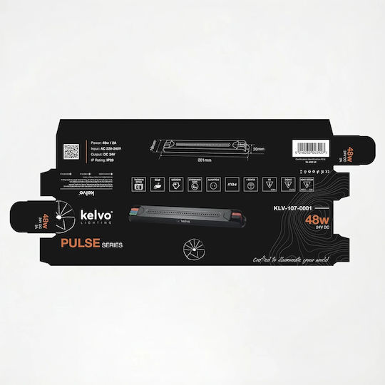 Kelvo Pulse Klv-107-0001 Ultra Slim Τροφοδοτικό Μετασχηματιστής Class I Pelv 48w 2a Ac 220-240v Dc 24v Ip20 Γκρι Ανθρακί Ματ Μ20.1 X Π1.9 X Υ2cm 5 Χρόνια Εγγύηση