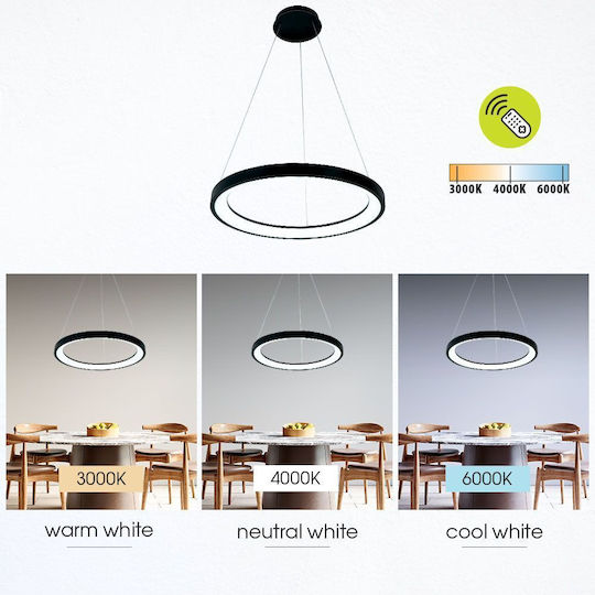 Led Ceiling Pendant Light Alexa-p Φ50cm 55watt Cct Black Viv005256
