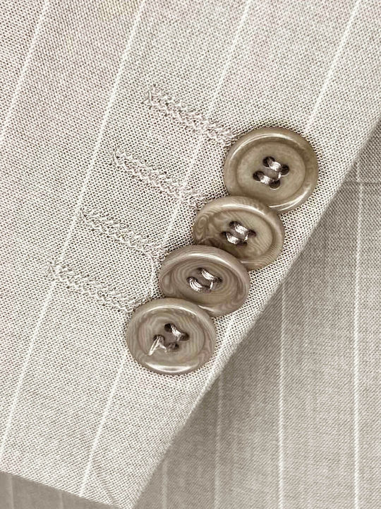 Men's Groom's Suit with Vest Beige