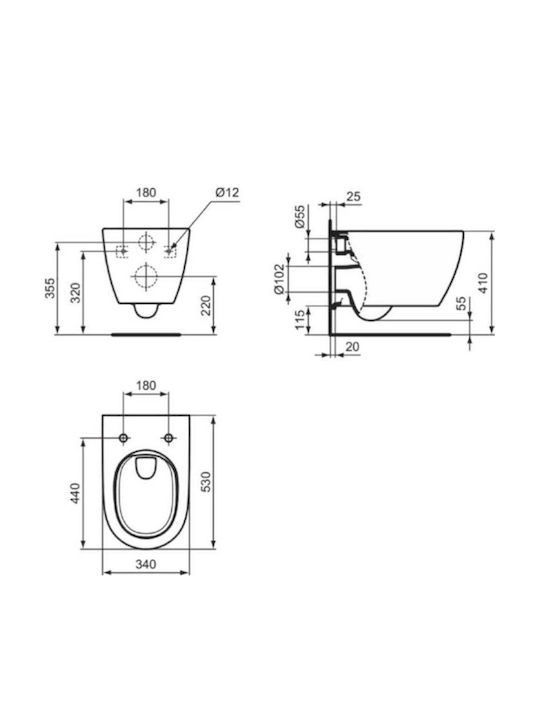 Ideal Standard I.life O Λεκάνη Κρεμαστή με Slim Κάλυμμα Soft Close Λευκή Ideal Standard I.life O Λεκάνη Κρεμαστή με Slim Κάλυμμα Soft Close Λευκή