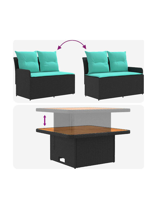 vidaXL Outdoor Lounge Set 2 Pieces Rattan with Pillows
