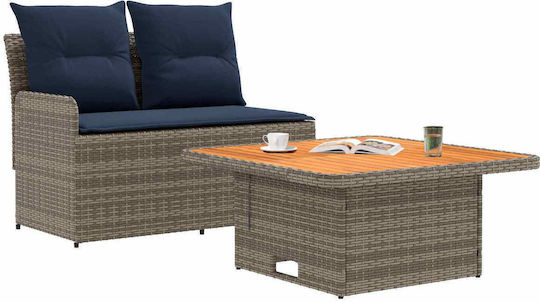 vidaXL Outdoor Lounge Set 2 Pieces Rattan with Pillows