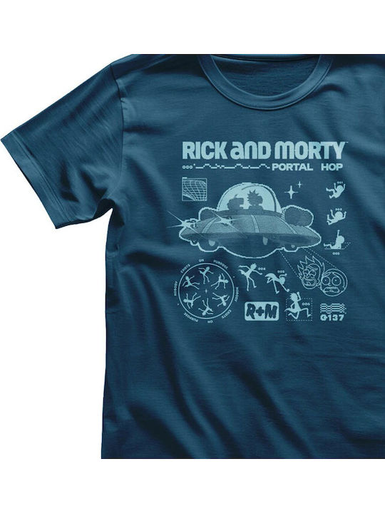 Rick Morty Portal Hop T-shirt Indigo Blue Unisex Wb-1-rm021-ib