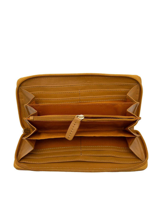 Large Leather Women's Card Wallet Yellow