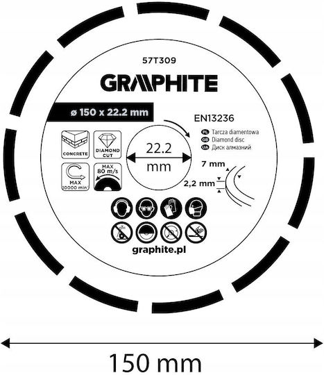 Graphite Δίσκος Κοπής Δομικών Υλικών 150mm
