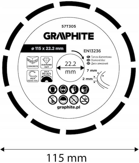 Graphite Δίσκος Κοπής Δομικών Υλικών 115mm
