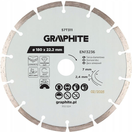 Graphite Диск За Рязане На Строителни Материали 180mm