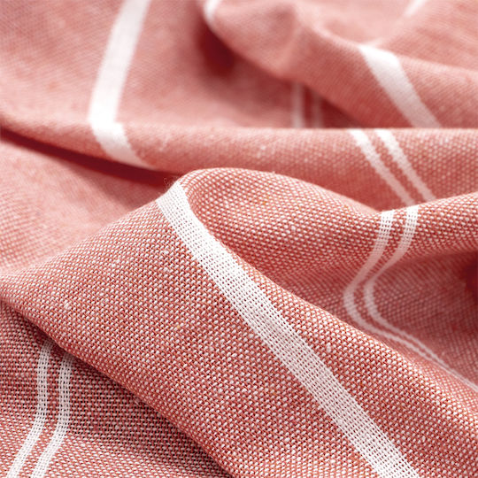 Lino Home Beach Towel Pareo Cotton Coral With Fringes 90x180cm