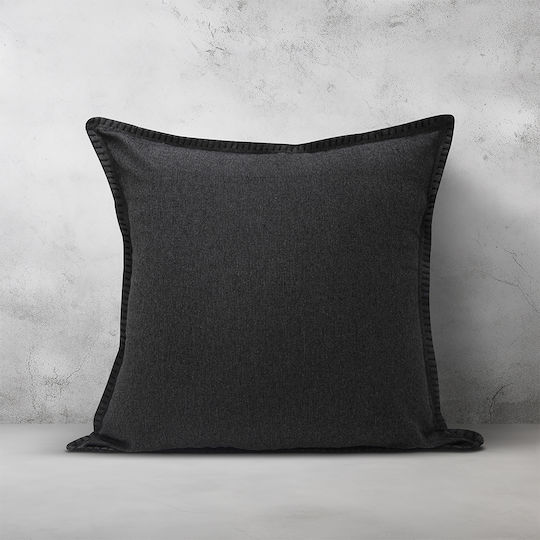 Lino Home Decorative Pillow Case Tavola From 100% Cotton Black 45x45cm