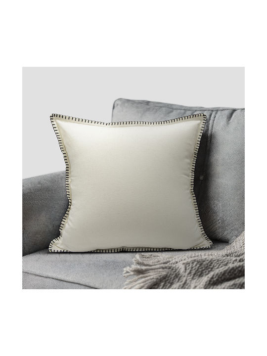 Lino Home Decorative Pillow Case Tavola From 100% Cotton Ecru 45x45cm