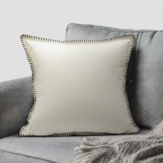 Lino Home Decorative Pillow Case Tavola From 100% Cotton Ecru 45x45cm