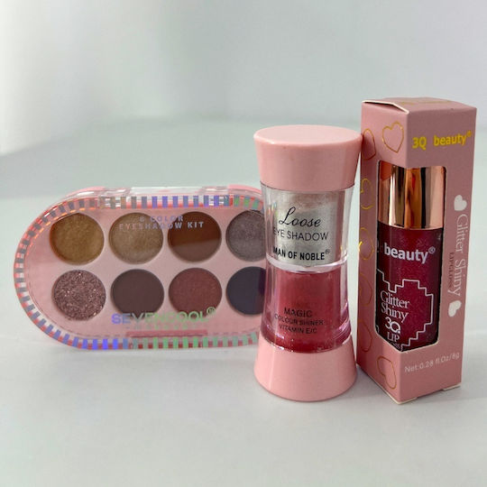Set Îngrijire Beauty Pink Deluxe Makeup Kit Shimmering Pigment Glitter Lip Gloss Heart Soap Roses Broșă Mărțișor