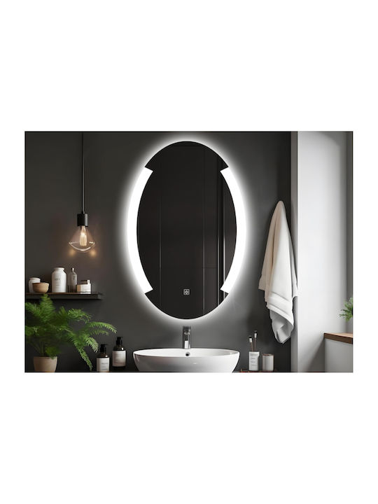 Futura Oglindă de Baie Ovală cu Lumini LED cu Atingere 50x80cm Albă