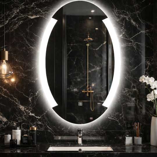 Futura Οβάλ Καθρέπτης Μπάνιου Led Αφής 50x80cm Λευκός